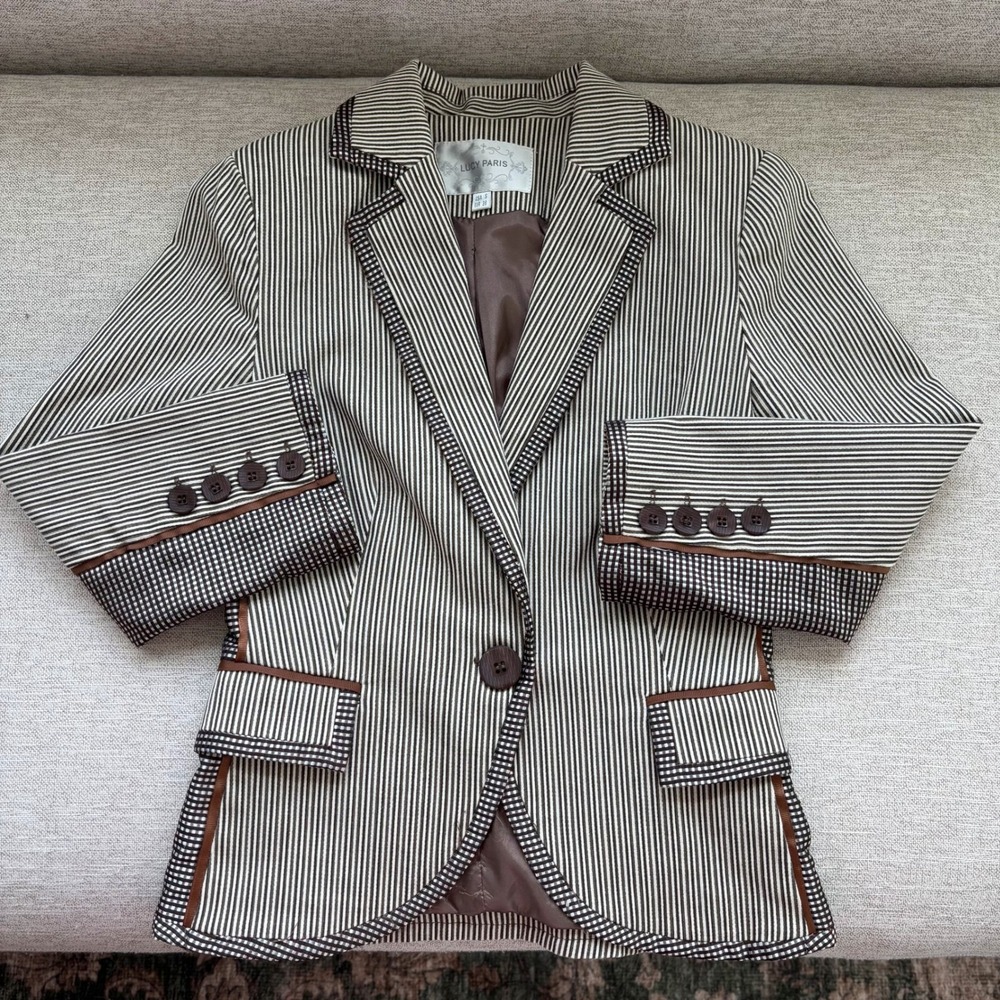 Lucy Paris Striped Blazer S Pinstripe Y2K Academia Preppy Fall Riding Jacket